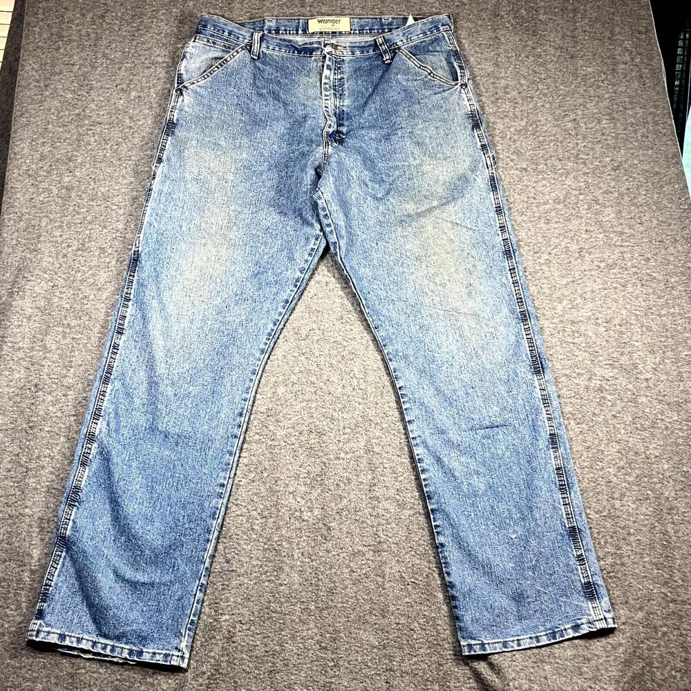 Mens Wrangler Carpenter Blue Denim Jeans Vintage Cotton 38x34 Work